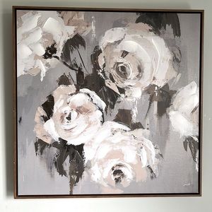 Beautiful grey/blue style white rose painting